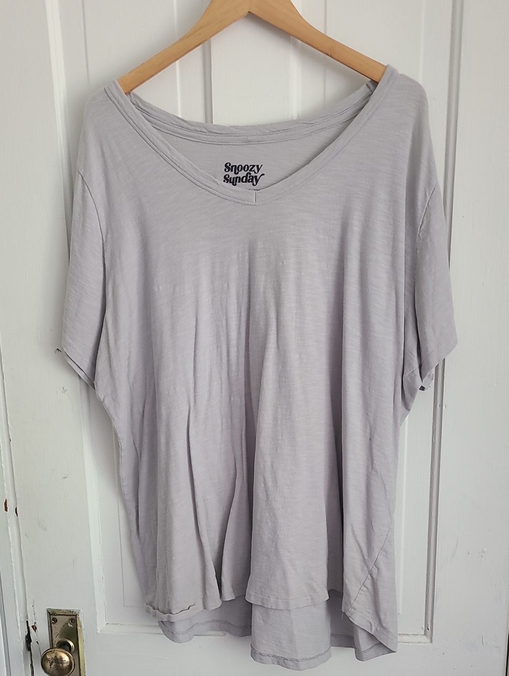 Snpozy Sunday Gray V Neck Tunic Tee, 2X